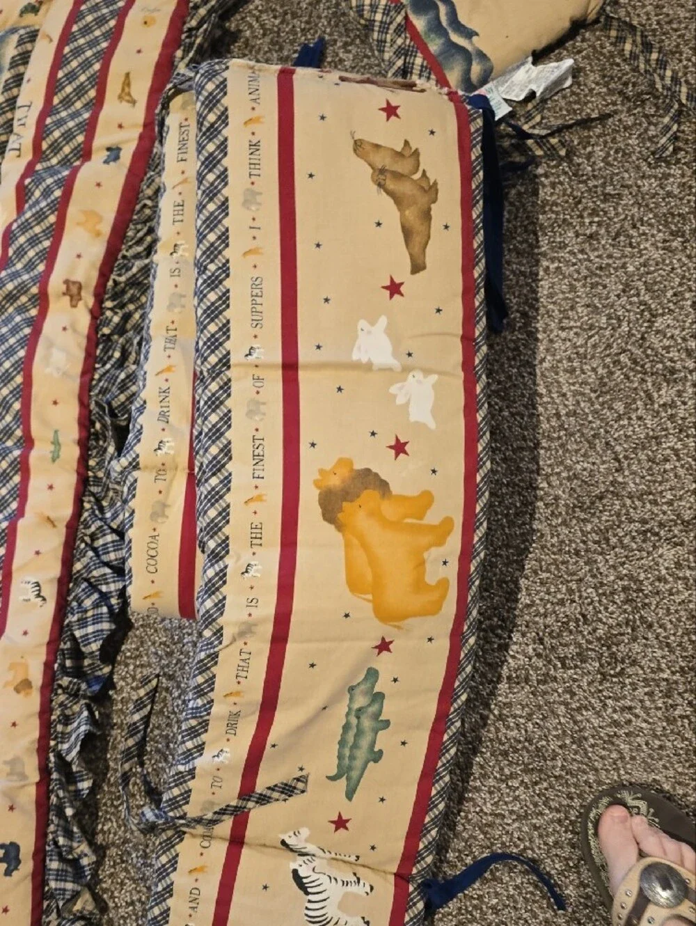 Lambs And Ivy Nursery Animal Ark Crib Bedding Set in Cream, Red & Blue